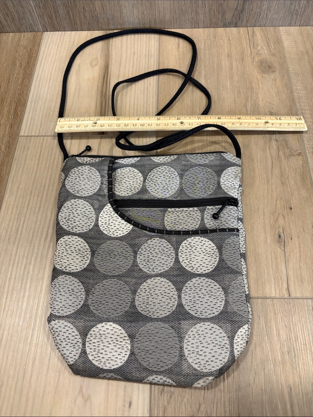 Maruca City Girl Gray Polka Dot Crossbody Tapestry Bag Lightweight Everyday
